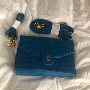 Samantha Brown Wallet Purse blue croc texture